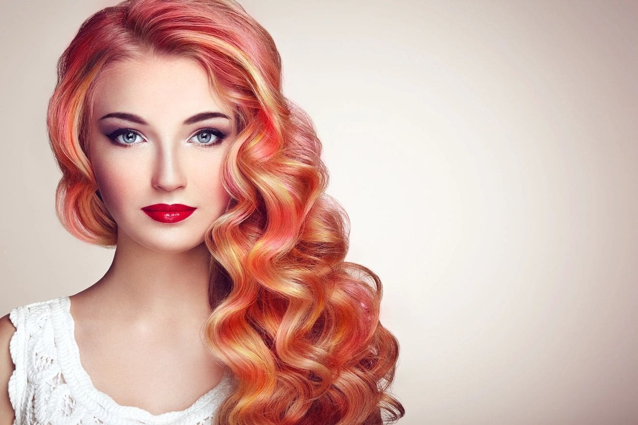 Beauty Fashion Model Girl with Colorful Dyed Hair. Girl with perfect Makeup and Hairstyle. Model with perfect Healthy Dyed Hair. Rainbow Hairstyles (Beauty Fashion Model Girl with Colorful Dyed Hair. Girl with perfect Makeup and Hairstyle. Model with