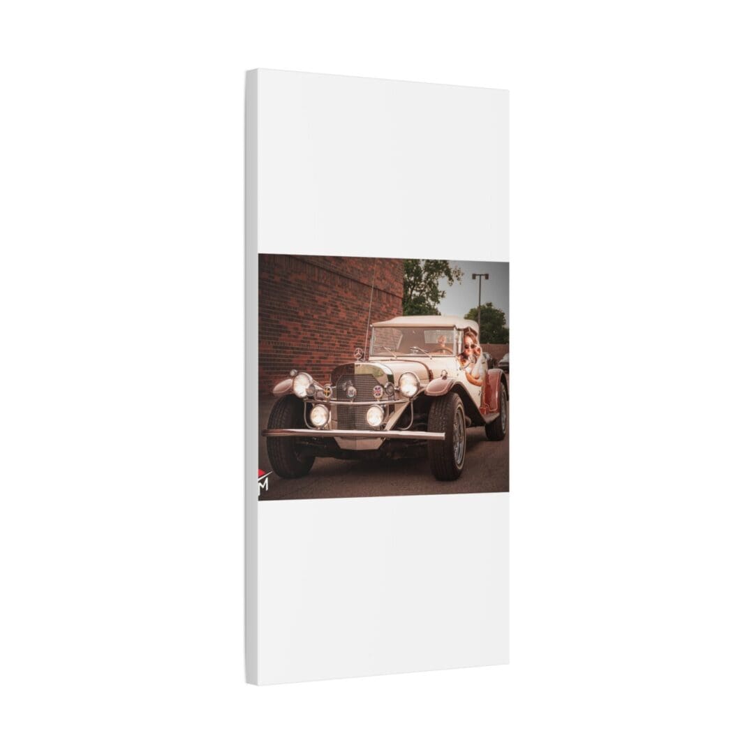 A modern white wall-mounted heater with a cozy fireplace image.