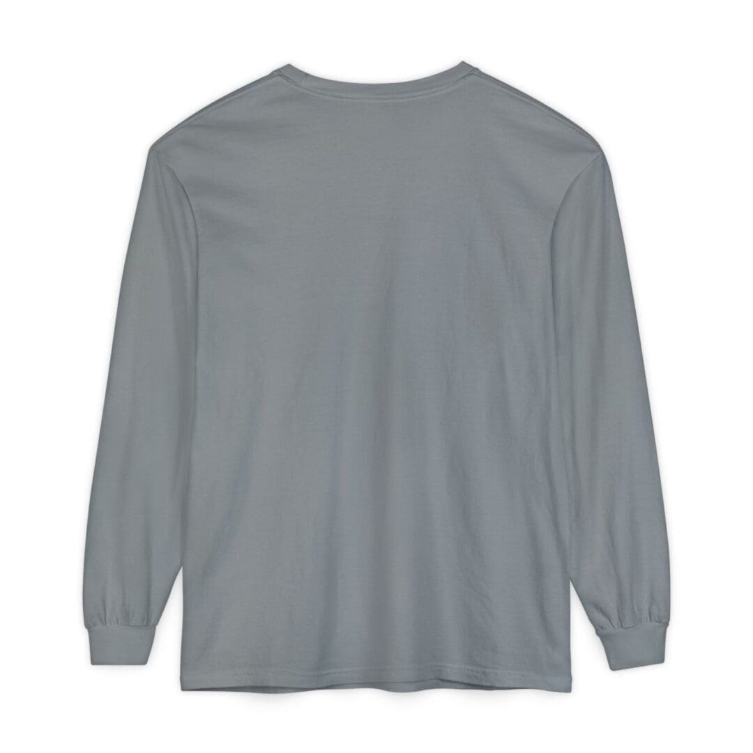 Plain gray long-sleeve shirt laid flat.