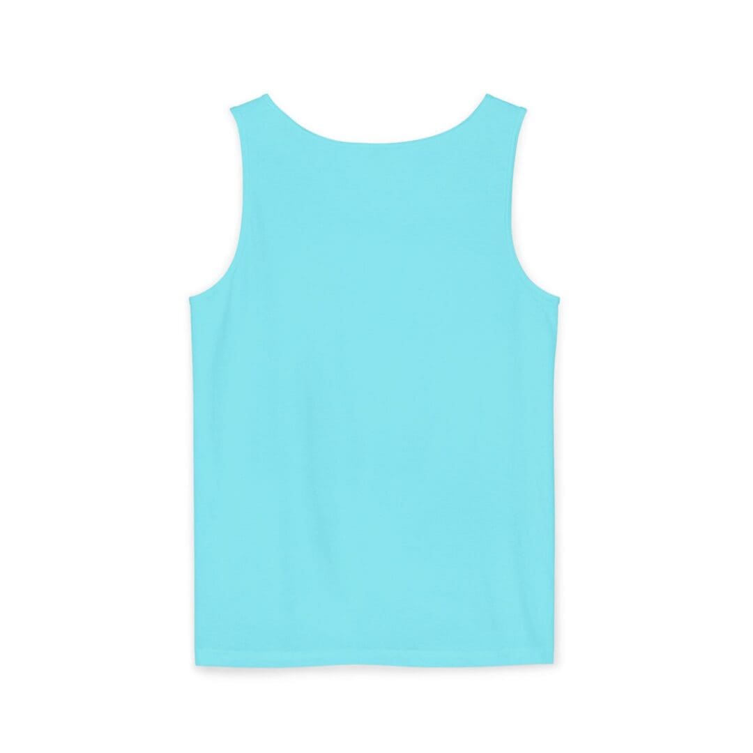 A plain light blue sleeveless tank top on a white background.