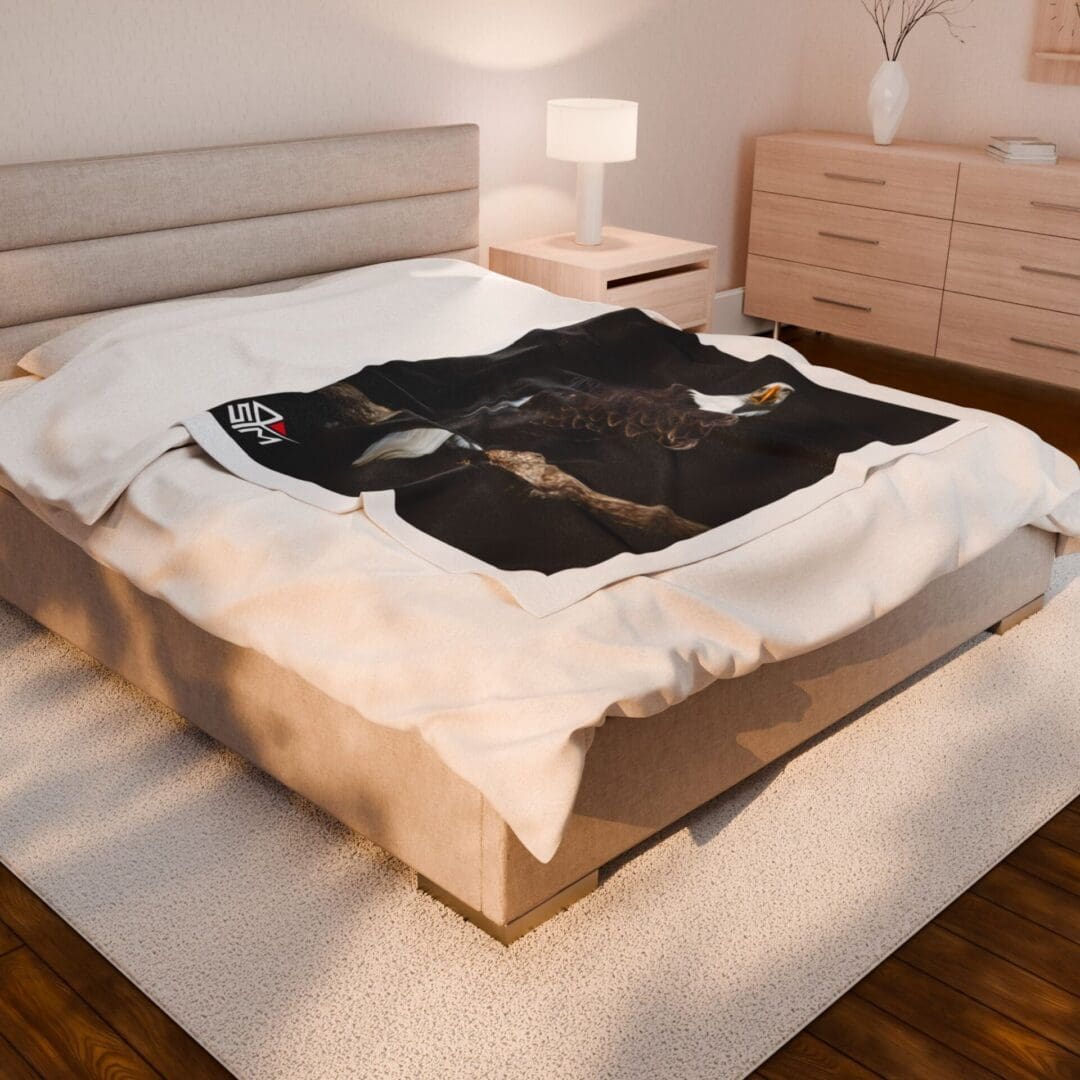 Cozy bedroom with a beige bed and matching furniture.