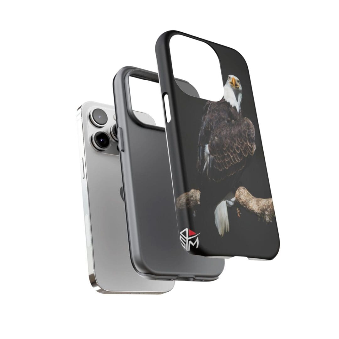 A smartphone with a removable case featuring a dancing person design.