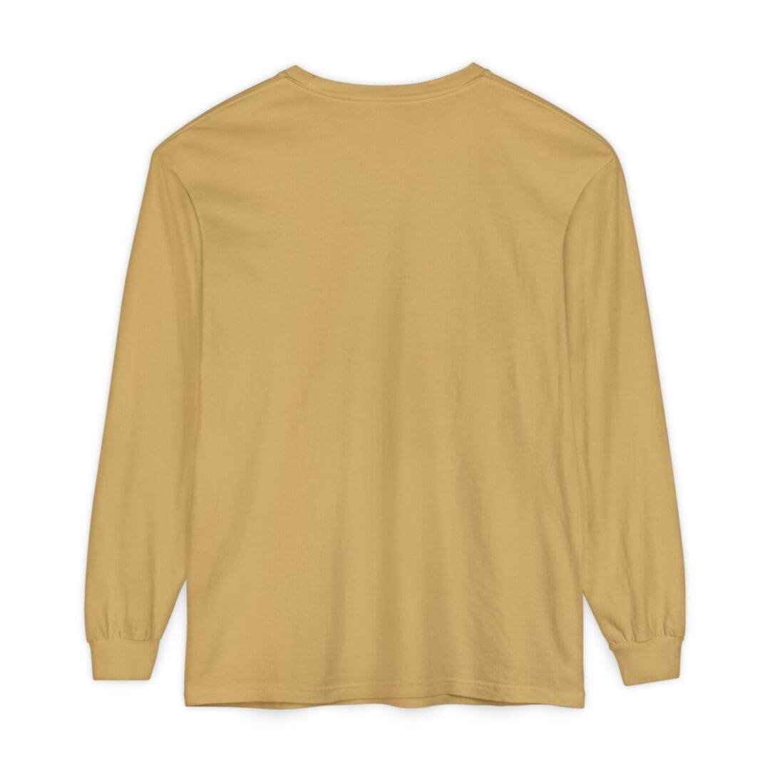 A plain mustard yellow long-sleeve shirt with a simple design.