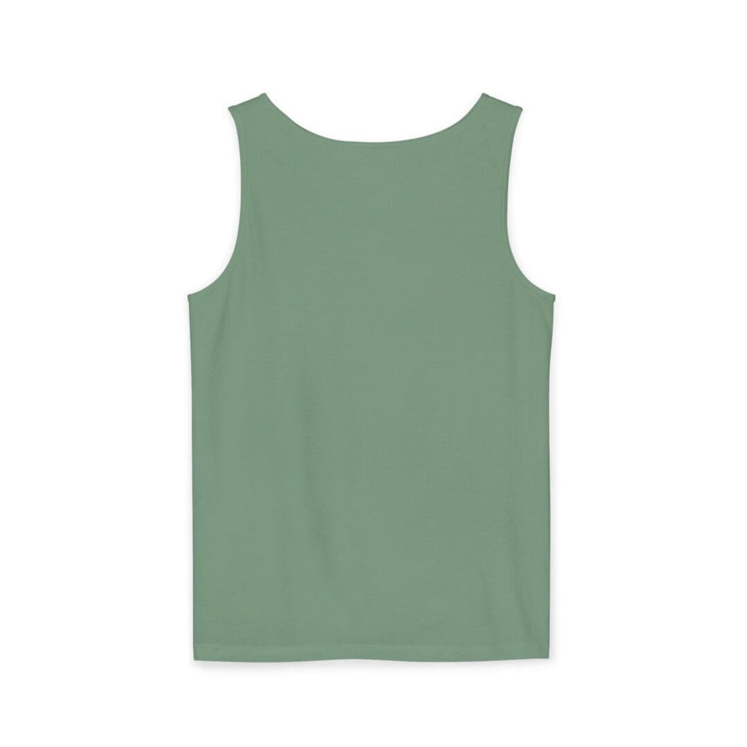Simple green sleeveless tank top with a round neckline.