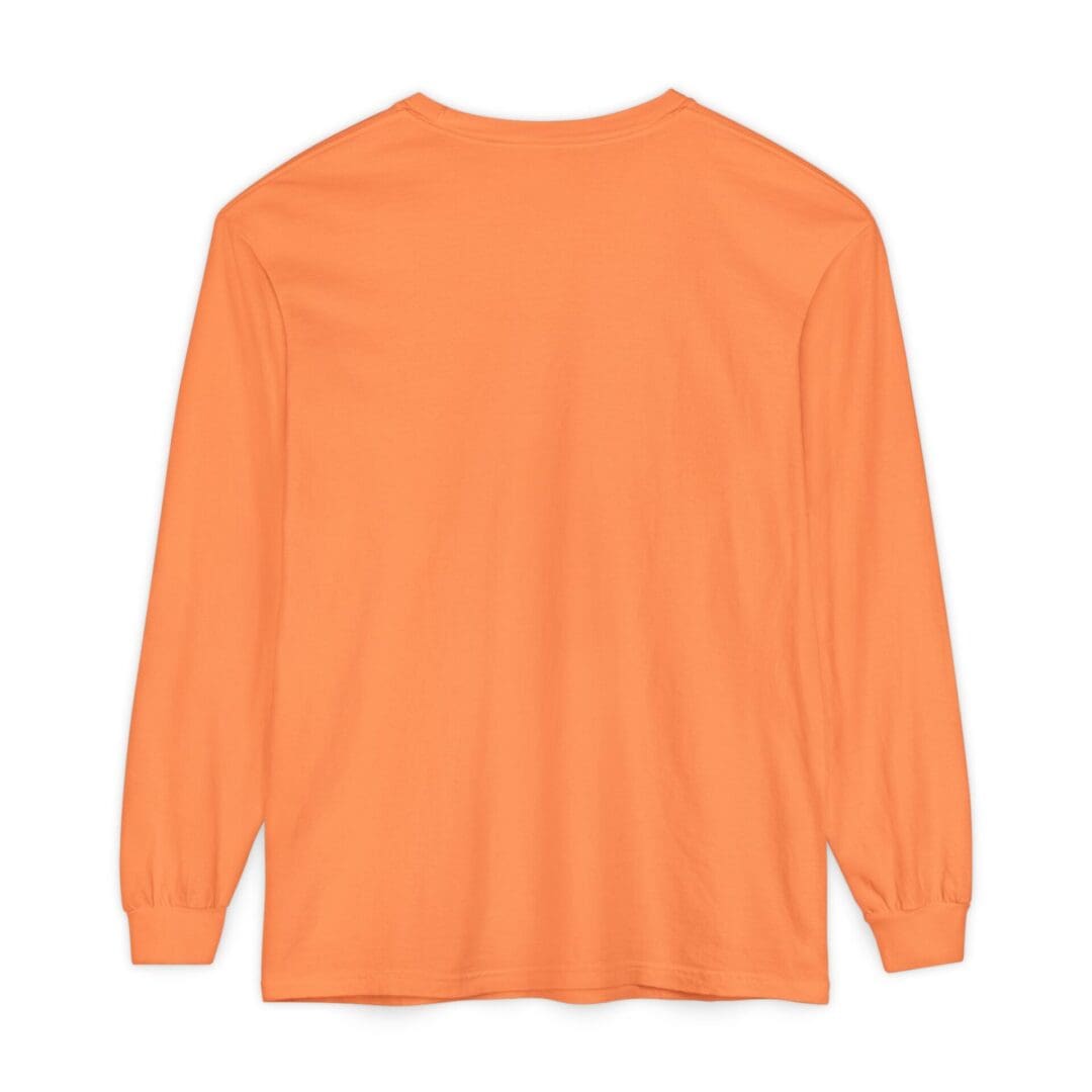 Plain orange long-sleeve shirt laid flat.