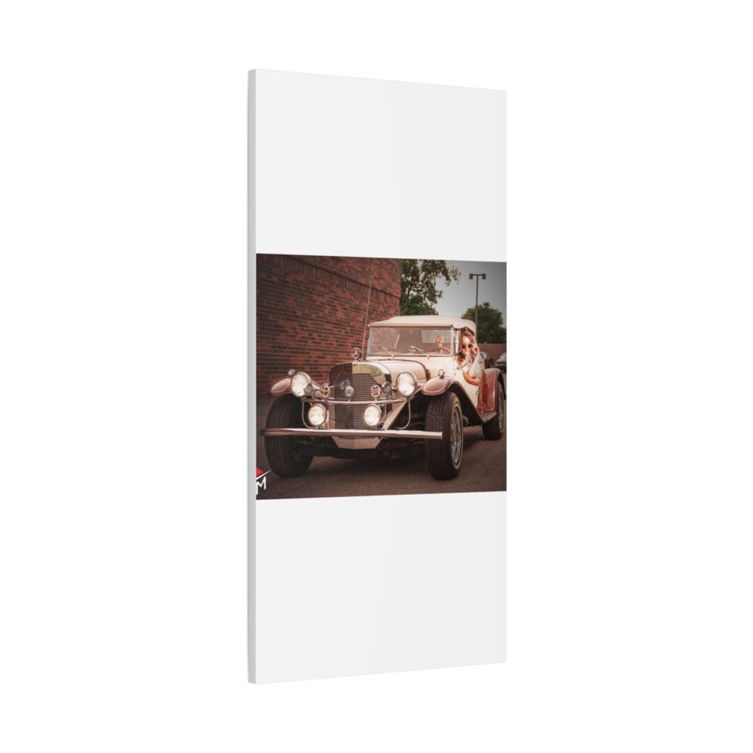 Vintage car photo on a modern vertical canvas print.