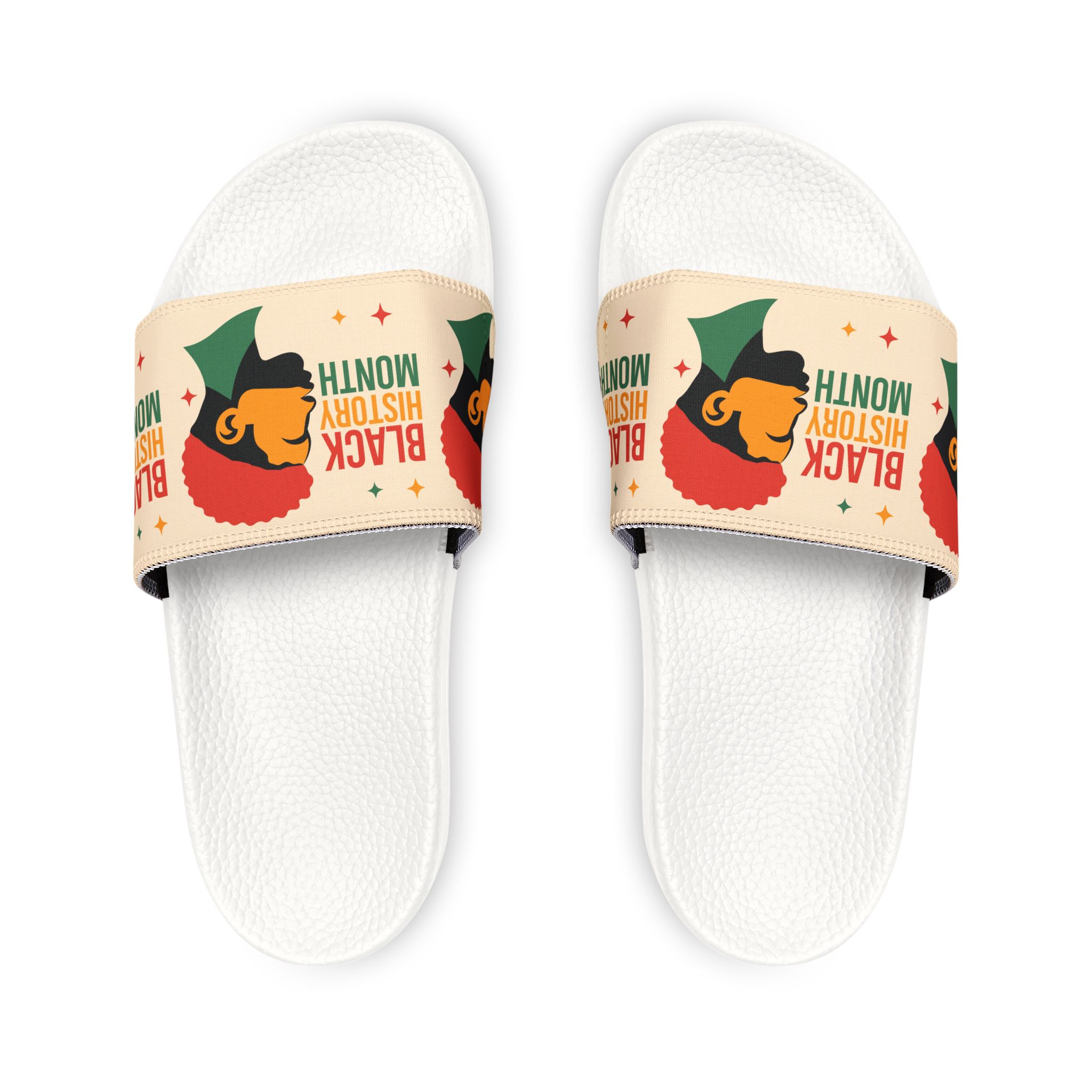 Youth Slide Sandals — Removable Strap 'Black History Month' Design
