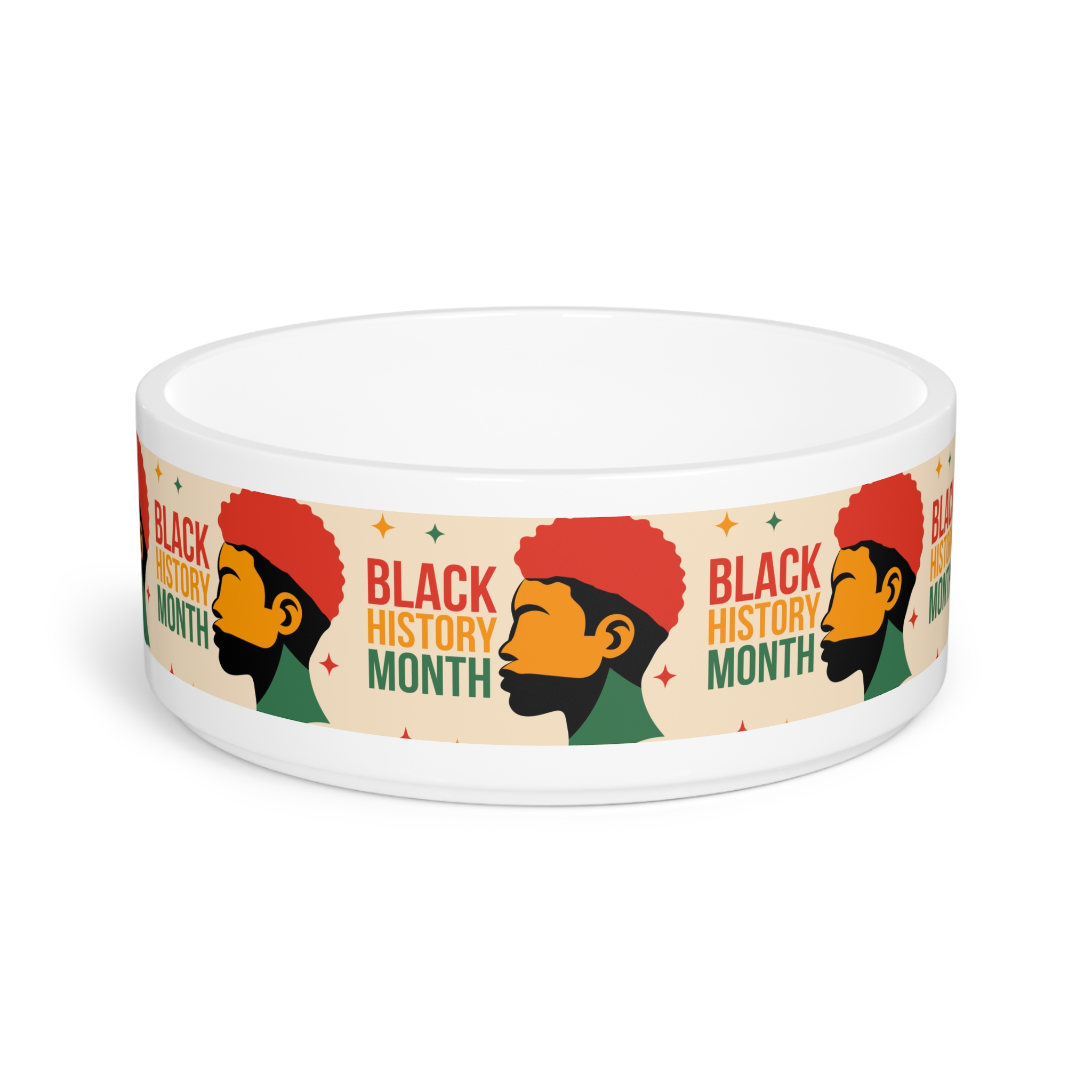 Black History Month Pet Bowl — Retro Afro Portrait Dog/Cat Feeding Dish